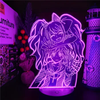 Danganronpa junko in makoto 3D Lučka Anime Razsvetljavo LED-Lučka Akril RGB Nočna za Sobi Doma Dekor Otroci Otrok Darilo za Rojstni dan