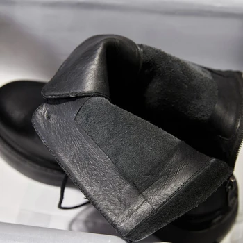 CIALISA 2020 Čevlji Krog Toe Novo Modno Oblikovanje Boot Ženske Resnično Leathe Čipke Kvadratnih Pete Motocikel Gleženj Boot Ženske