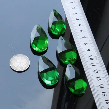 NOVI Zeleni Kaplja Jasno, Kristalno Steklo Prizmo DIY Obesek Lestenec Nakit Suncatcher Distančnik Gladko 38 mm