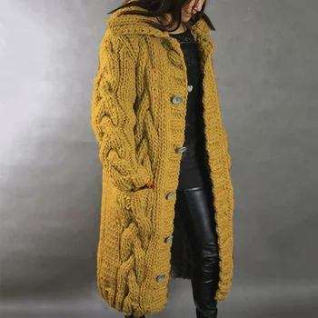 Ženske Zimske Puloverje 2020 Moda Svoboden Pleteni Pulover Ženske Jeseni Dolgo Brezrokavniki beloprsi Singl Coat Plus Velikost