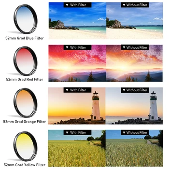 APEXEL 9 1 52 mm Polno Barvni Filter za Objektiv Kamere Komplet Rdeče Modre Filter+CPL+ND+Star Filter 0.45 X Široko+15X Makro Za Nikon Objektiv