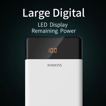 ROMOSS LT20 Moči Banke 20000mAh Dvojno USB Powerbank Zunanje Baterije Z LED Zaslon Hitro Prenosni Polnilec Za Xiaomi Za iPhone