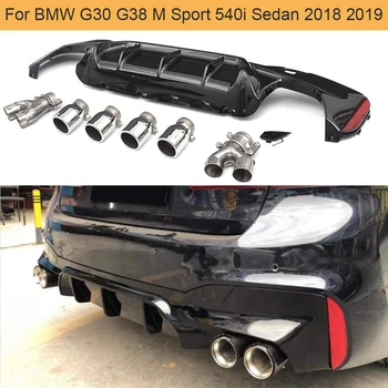 G30 G38 Avto Zadnji Odbijač Difuzor za BMW G30 G38 M Sport 540i Limuzina 4-Vrata 2018 2019 s 4 Izpušnih Nasveti Difuzor Lip Spojler