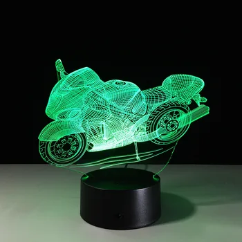 3D motociklistična namizne Svetilke Led Dekorativna Lampara Ploščo pleksi stekla Lumineuse Postelji Nočna Colores Bulbing Lučka Za Motor Ventilatorja