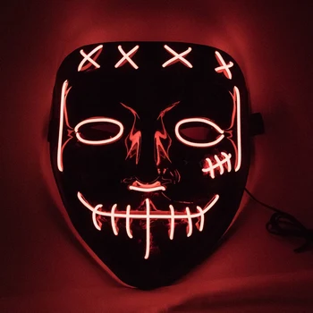 Neon Glow Maske za noč Čarovnic LED sveti Stranka Maskami Purge volilno Leto Veliko Smešno Poln Obraz Masko Festival Cosplay Kostum