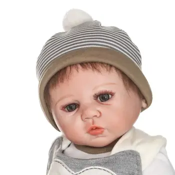 NPK Polno vinil boneca prerojeni baby doll v Prugasta nosi obleko s fantom spolne dotik poučevanja igrače za otroke
