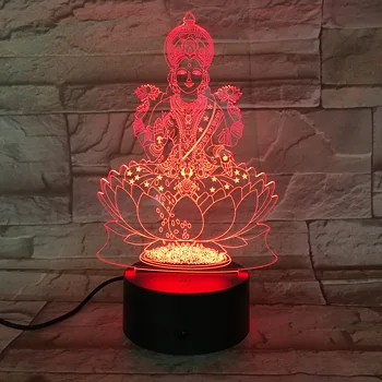 Hinduizmu Vrhovnega Božanstva 3D Lučka 7 Barva Spreminja, Dotik Daljinsko Stikalo Optičnih Vlaken Svetlobe Bea Doma Namizno Dekoracijo