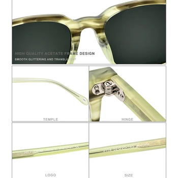 Acetat Polarizirana sončna Očala Moške, Visoke Kakovosti Modne blagovne Znamke Oblikovalec Letnik Kvadratnih sončna Očala za Ženske Očala Sunglass
