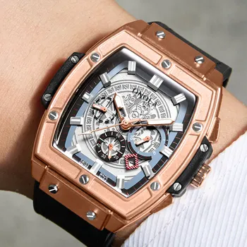 ONOLA mehanska ura za človeka vrh luksuzne blagovne znamke lumious tonneau kvadratnih velik vrtljivi gumb samodejni watch človek