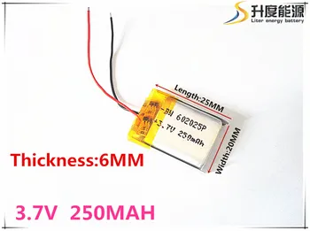 Velikost 602025 3,7 V 250mah Litij-polimer Baterija z Zaščito Odbor Za MP4 GPS Digitalnih Izdelkov Brezplačno Shippi