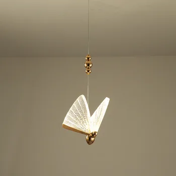 Sodobno minimalistično metulj obesek lučka lučka luksuzni dodatki neto rdeče postelji visi svetilka dolgo linijo stairwell obesek lučka