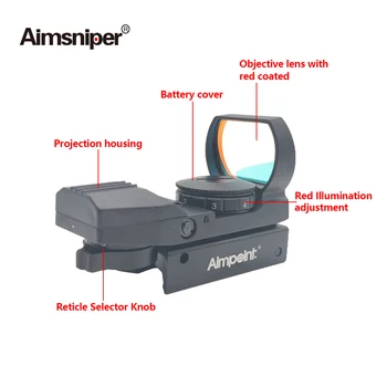 Lovski Red Dot Sight Optični Collimator Pogled Z 20 mm Taktični Cilj točke Holografski Riflescope Reflex 4 Reticle Za Airsoft