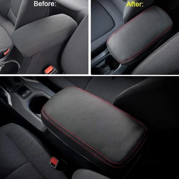 Armrest sredinski Konzoli Kritje Armrest Polje Tipke za Toyota Corolla E210 2019 2020 Sintetičnega Usnja (Črna z Rdečo Črto)