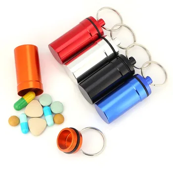 5pcs Nepremočljiva Zlitine Aluminija Tabletke Steklenico Keychain Plezanje Medicine Pill Box Primeru Posoda za Shranjevanje Imetnik Prostem Travel Kit