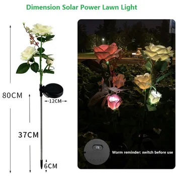 Sončne Simulacije Rose Vrt Svetlobe LED Zunanja Dekoracija Žarnice za Trato/Villa/Park/Champagne/Roza/Rdeča/Rumena Bela Osvetlitev