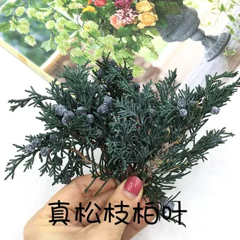 Uvožene Japonski Zemljišč Kmetijskih Park Večni Cvet Pine Leaf Ciprese Listov Borove Veje DIY Valentinovo Garland Stekla