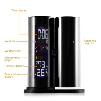 Digitalna Budilka Namizno Uro S Projektorjem Čas Projekcija Ure Multi-Funkcijo Vreme Koledarski Čas Temperatura