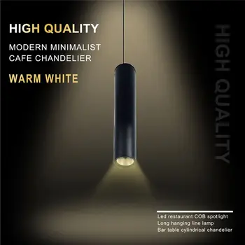Promocija! Črna Visoko kakovostno sodobno minimalistično cafe lestenci toplo bela led restavracija COB reflektorji dolgo cev visi svetilka