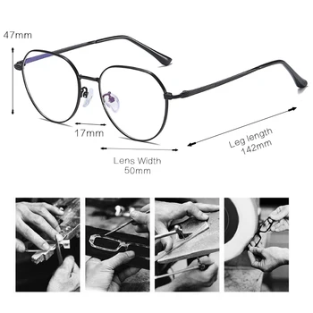 2020 Novo Roza Ženske Zlitine Očala Ženske Recept Optičnih Očal Okvir Oblikovalec Krog Kratkovidnost Očala Računalnik Očala
