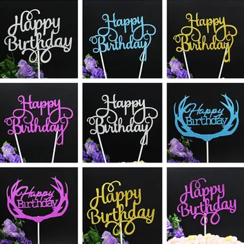 10Pcs Happy Birthday Cake Pokrivalo Bleščice Kaligrafija Bling Iskrico Dekoracijo Prijavite Happy Birthday Cake Pokrivalo Rojstni dan Dobave