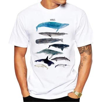 Priljubljena modna človeka Vrhovi 2019 poletje zadnji tiskani kitov oblikovanje zelo zanimiv človek T-majice Vroče Vrhovi