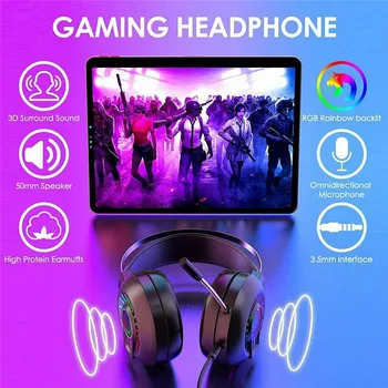 Mamba Kača RGB LED Gaming Slušalke Slušalke Za PC Mac Nintendo Stikalo Laptop PS4 Xbox Eno