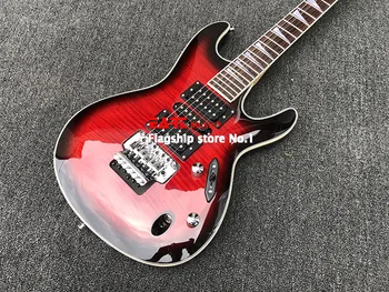 Factory Outlet 6 električna kitara, red tiger javorjev furnir, rdeče barve, dvojna vibrato sistem, javorjev vrat, poštnina