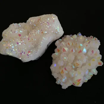 Naravno bela angel aura crystal grozdov galvanizacijo prevleko iz Titana quartz gruče kamen Zdravljenja Darila Vzorcu dekor