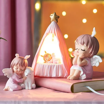 Smole Angel Otroške Figurice Pravljice Vrt Miniature Smolo Okraski Dekle Kip Doma Dekoracijo Soba Dekor Otroci Rojstni Dan Darila