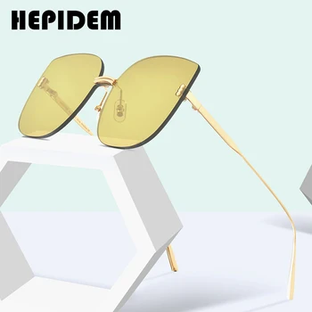 HEPIDEM Rimless sončna Očala Ženske 2020 Luksuzne blagovne Znamke, Modni visokokakovostnega Legiranega Kvadratnih sončna Očala za Moške z Najlon Objektiv 5015