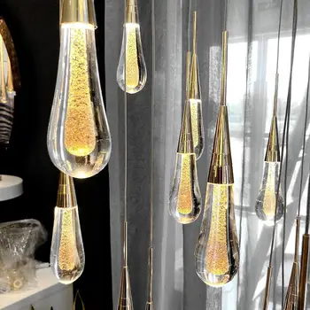 2019 Vroče Oblikovalec LED Kaplja Vode obesek svetlobe minimalističen Skandinavskih mansarda Kristalno Visi Svetilka Ustvarjalne Restavracija Svetlobe