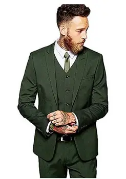 2020 Po Meri Narejene Slim Fit Zelena Formalno Obleko Moških Obleko Poroka Obleke Za Moške Ženina Prom Obleke, Poročna Jopičem 3 Kosov