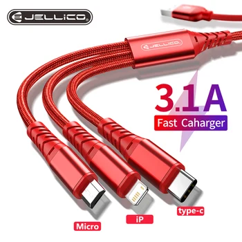 Jellico USB Kabel Za Android, iPhone Tip-C Mobilni Telefon Multi Hitro Polnjenje Polnilnik, Mikro 3 v 1, USB Tip C Telefonski Kabel USB Kabel
