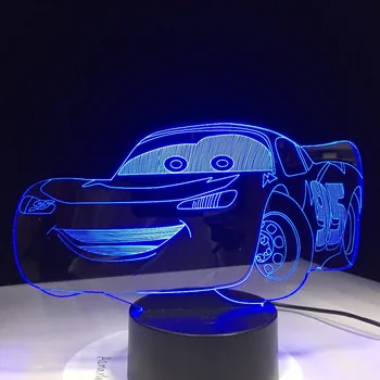 Super Avto 3D Noč Svetlobe dirkalnika USB LED namizne Svetilke 3D Iluzije Lučka za Otroke, Otroci Soba Dekor dnevno sobo luči dropship