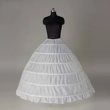 6 Hoop Crinoline Črno Dolgo Poroko Petticoat Žogo Obleke Underskirt Krilo Polno Listkov Poročni Dodatki 2020