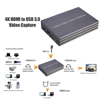 4K 1080P HDMI, USB 3.0 Video Capture Card za OBS Živo Oddajanje v Primeru, da Samodejno Prilagodi Nastavitve za Izhod Velikost