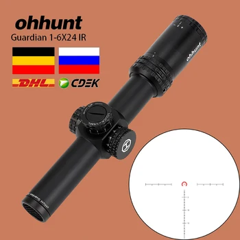 Ohhunt Guardian 1-6x24 IR Področje uporabe Kompaktna Optična Znamenitosti Stekla Reticle Rdeča Osvetlitev z Turrets Reset Taktično Streljanje Riflescope