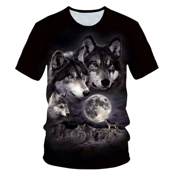 BIAOLUN 4T-14T let teens t-majica za fante ali dekleta 3D wolfs natisnjeni kratek rokav, okrogel ovratnik t shirt veliki otroci, vroče prodaje