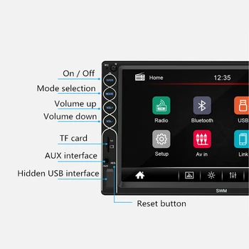 2 Din Android Avto Radio HD 7inch Centralne Večpredstavnostna Avto Bluetooth MP5 Predvajalnik Kartico Aux Radio Podpira Apple, GPS Double Din