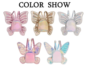 Moda za Ženske Laser Holografski Usnje Mini Nahrbtnik Butterfly Angel Krila Daypack za Dekleta Potovanja Priložnostne Daypack Šolsko Torbo