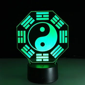 Kitajski Napoved Feng Shui Taiji Bagua Lučka Yin Yang Tai Chi Acht Trigramme Trigram Noč Svetlobe Home Office Namizne Svetilke