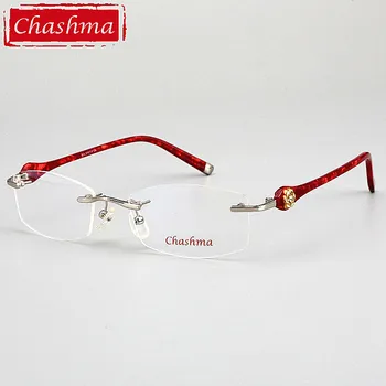 Chashma blagovne Znamke Oblikovalec Ultra Lahka Očala Rimless Očala Ženski Recept Očala Kakovosti Titana Okvirji za Ženske