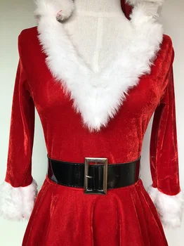 Božični Kostum, Kostum za Santa pol Rokav Plišastih Toplo Hooded Fancy Nabrano Obleko, M,L,XL