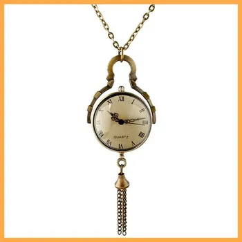 (3092) 12 kos/veliko brezplačna dostava letnik antično bronasto veliko žogo oblikovan žepna ura obesek ogrlice velike velikosti 3 cm