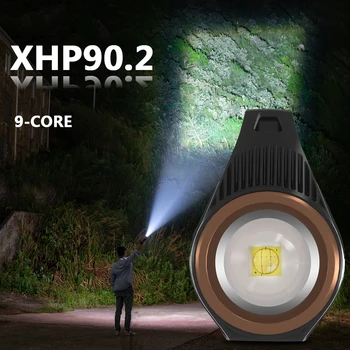 XHP90.2 Super Svetla Zgrajena v 18650 Baterije Led Svetilka Power Bank Prenosna baterijska Svetilka, Polnilne Visoke Kakovosti XHP70.2 Luč
