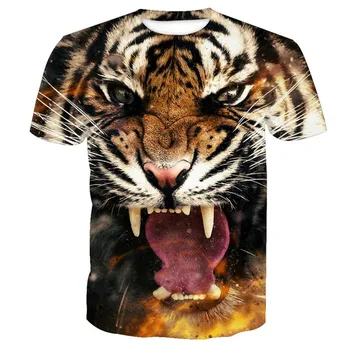 Eleganten Bučanje Tiger 3d moška T-Shirt Kratek Rokav Ulične EUR Velikost
