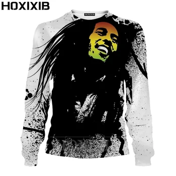 HOXIXIB Bob Marley Majica Moški Počitnice 3D Tiskanja Plevela Rokavi Ženske Black Man ' s Puloverju Jamajka Reggae Boter Unisex Oblačila