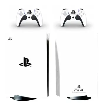 Belo Srebrne Barve PS5 Standard Disk Kože Nalepke Nalepke Kritje za PlayStation 5 Konzolo in Krmilniki PS5 Kože Nalepke Vinyl