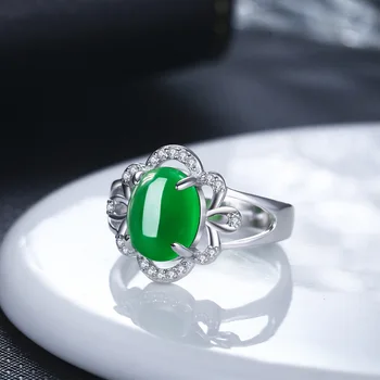BIJOX ZGODBA letnik 925 sterling srebrni prstan z ovalno oblikovan smaragdno ruby fine nakit prstani za ženske svate nastavljiv