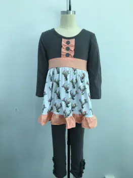 Jeseni in pozimi obleke z dolgimi rokavi bika natisnjeni otroci dekle, bombažna oblačila, ki